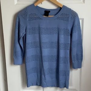 Ann Taylor blue crochet sweater size S 3/4 length sleeves